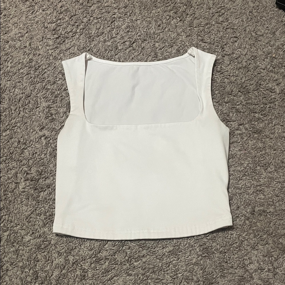 SHEIN White Square-Neck Crop Tank